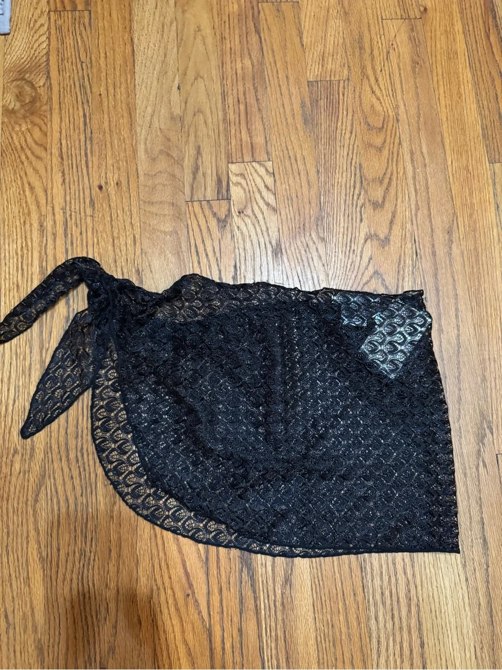 Black Sheer Hip Tie Swim Sarong